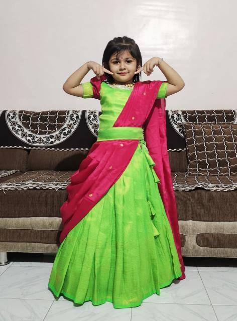 kids elegent lehenga softy silk  Affordable kids wear suppliers in Bangalore